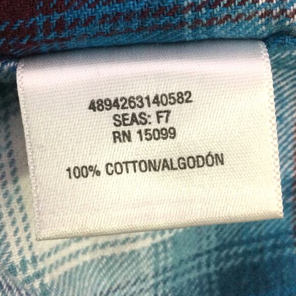 Roebuck and Co Western Pearl Snap Cowboy Rodeo Blue Plaid Flannel Shirt Men's S - Picture 9 of 13